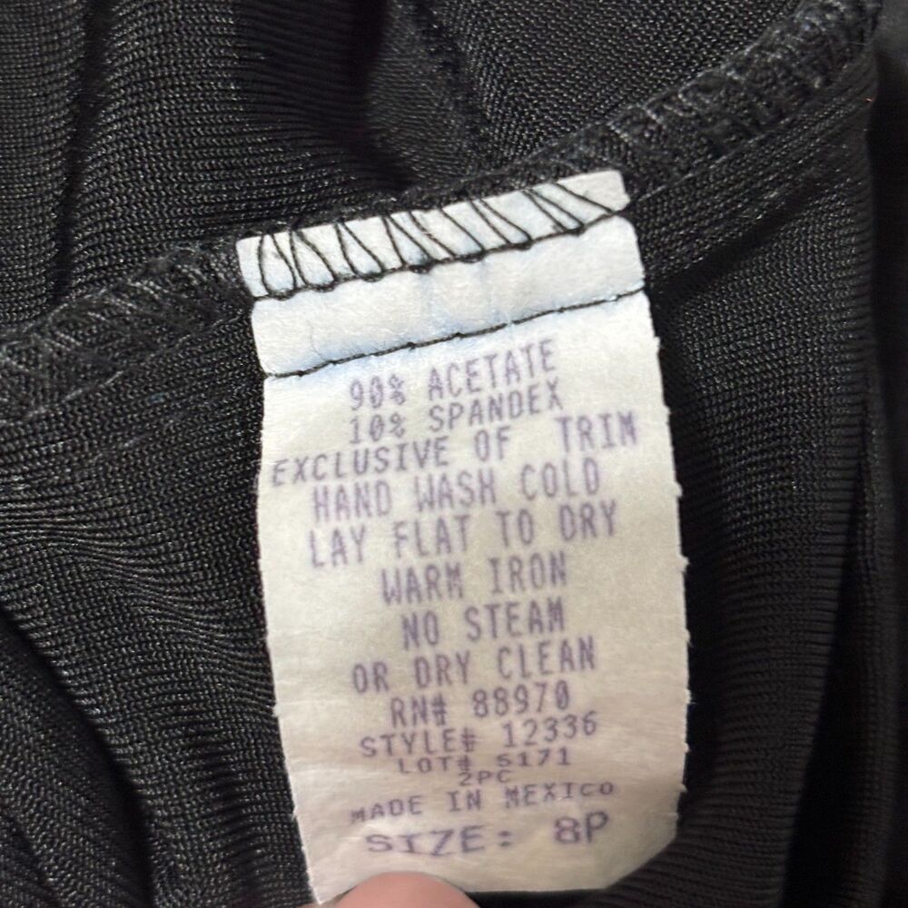 Vintage Ronni Nicole 2pc Knit Shell & Crop Pants Sz 8P Black Polka Dot - Picture 11 of 11